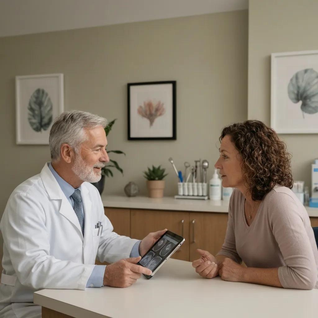 Physician listening and consulting with a patient in a welcoming clinic room