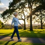 Person walking outdoors without pain